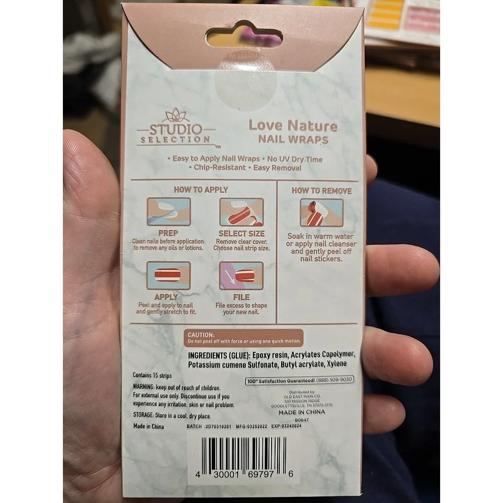 Studio Selection Nail Wraps - Love Nature 15 Double Ended Strips New Sealed